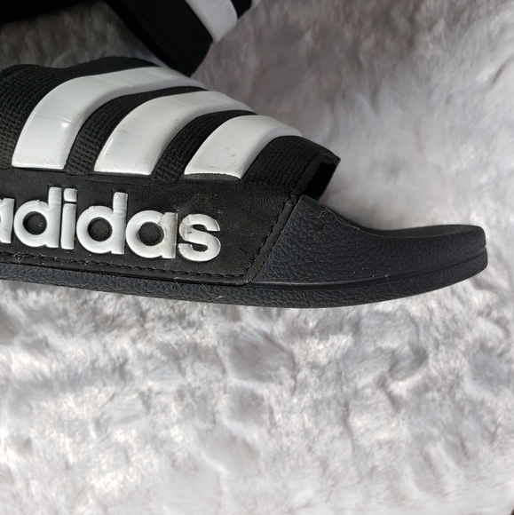 Mens Black and White Adidas Cloudfoam Slides - Picture 6 of 7